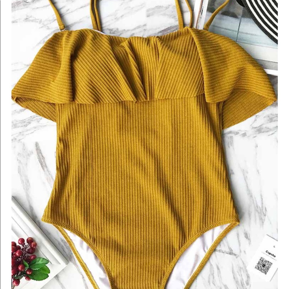 Ruffle bodice bathing suit
